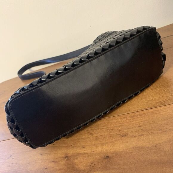 VTG Nine West Y2K 90's Shoulder Basket Weave Woven Black Handbag Bag Purse - Picture 6 of 14